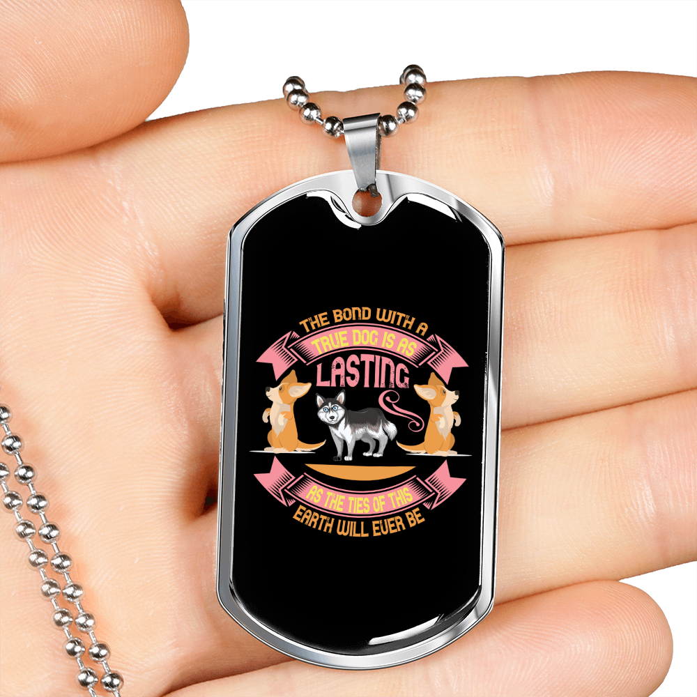 Bond With Dog Pink Necklace Stainless Steel or 18k Gold Dog Tag 24" Chain-Express Your Love Gifts