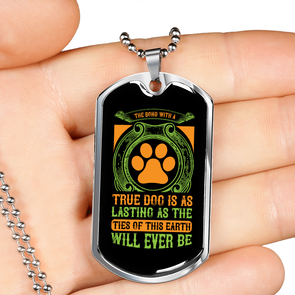 Bond With True Dog Green Necklace Stainless Steel or 18k Gold Dog Tag 24" Chain-Express Your Love Gifts