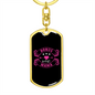 Bonus Mama Pink Mom Keychain Stainless Steel or 18k Gold Dog Tag Keyring-Express Your Love Gifts