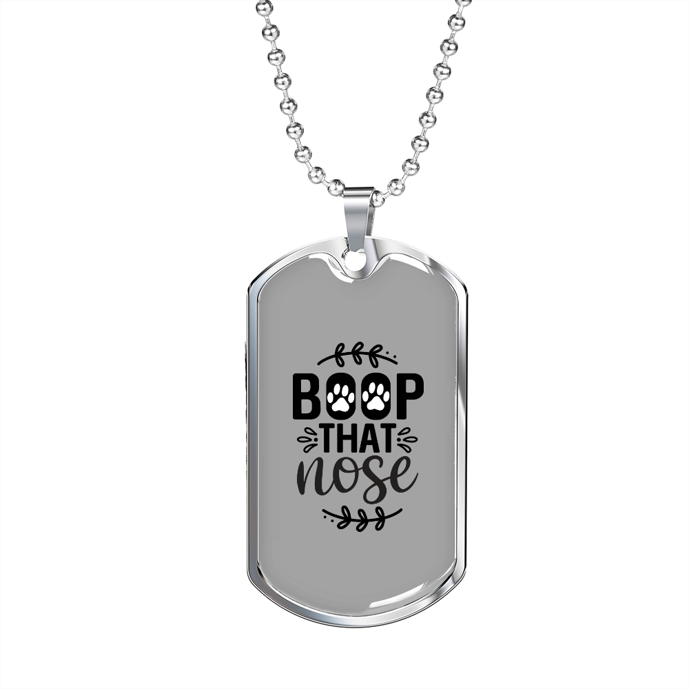 Boop That Nose Necklace Stainless Steel or 18k Gold Dog Tag 24" Chain-Express Your Love Gifts