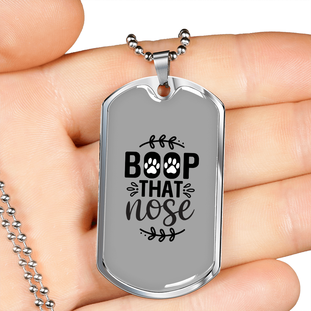 Boop That Nose Necklace Stainless Steel or 18k Gold Dog Tag 24" Chain-Express Your Love Gifts