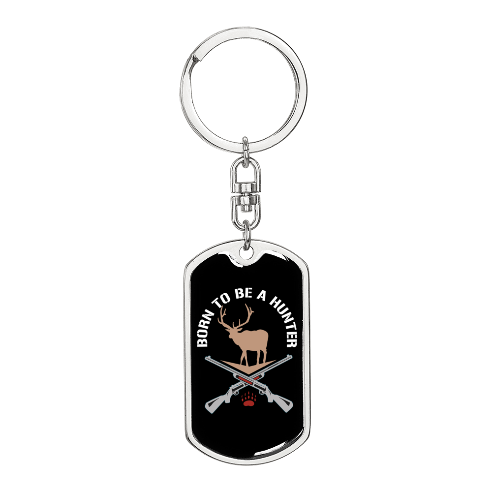 Born To Be A Hunter Hunter'S Keychain Gift Stainless Steel or 18k Gold Dog Tag Keyring-Express Your Love Gifts