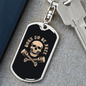 Born To Be Free Skull Biker Keychain Stainless Steel or 18k Gold Dog Tag Keyring-Express Your Love Gifts