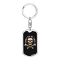 Born To Be Free Skull Biker Keychain Stainless Steel or 18k Gold Dog Tag Keyring-Express Your Love Gifts