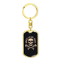 Born To Be Free Skull Biker Keychain Stainless Steel or 18k Gold Dog Tag Keyring-Express Your Love Gifts