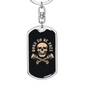 Born To Be Free Skull Biker Keychain Stainless Steel or 18k Gold Dog Tag Keyring-Express Your Love Gifts