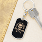 Born To Be Free Skull Biker Keychain Stainless Steel or 18k Gold Dog Tag Keyring-Express Your Love Gifts