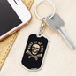 Born To Be Free Skull Biker Keychain Stainless Steel or 18k Gold Dog Tag Keyring-Express Your Love Gifts