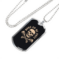 Born To Be Free Skull Biker Necklace Stainless Steel or 18k Gold Dog Tag 24"-Express Your Love Gifts