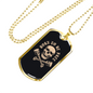 Born To Be Free Skull Biker Necklace Stainless Steel or 18k Gold Dog Tag 24"-Express Your Love Gifts