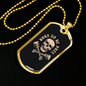 Born To Be Free Skull Biker Necklace Stainless Steel or 18k Gold Dog Tag 24"-Express Your Love Gifts