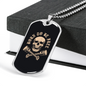 Born To Be Free Skull Biker Necklace Stainless Steel or 18k Gold Dog Tag 24"-Express Your Love Gifts