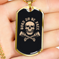 Born To Be Free Skull Biker Necklace Stainless Steel or 18k Gold Dog Tag 24"-Express Your Love Gifts