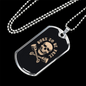 Born To Be Free Skull Biker Necklace Stainless Steel or 18k Gold Dog Tag 24"-Express Your Love Gifts