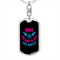 Born to Fly Mom Keychain Stainless Steel or 18k Gold Dog Tag Keyring-Express Your Love Gifts
