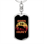 Born To Hunt Deer Keychain Stainless Steel or 18k Gold Dog Tag Keyring-Express Your Love Gifts