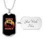 Born To Hunt Deer Necklace Stainless Steel or 18k Gold Dog Tag 24" Chain-Express Your Love Gifts