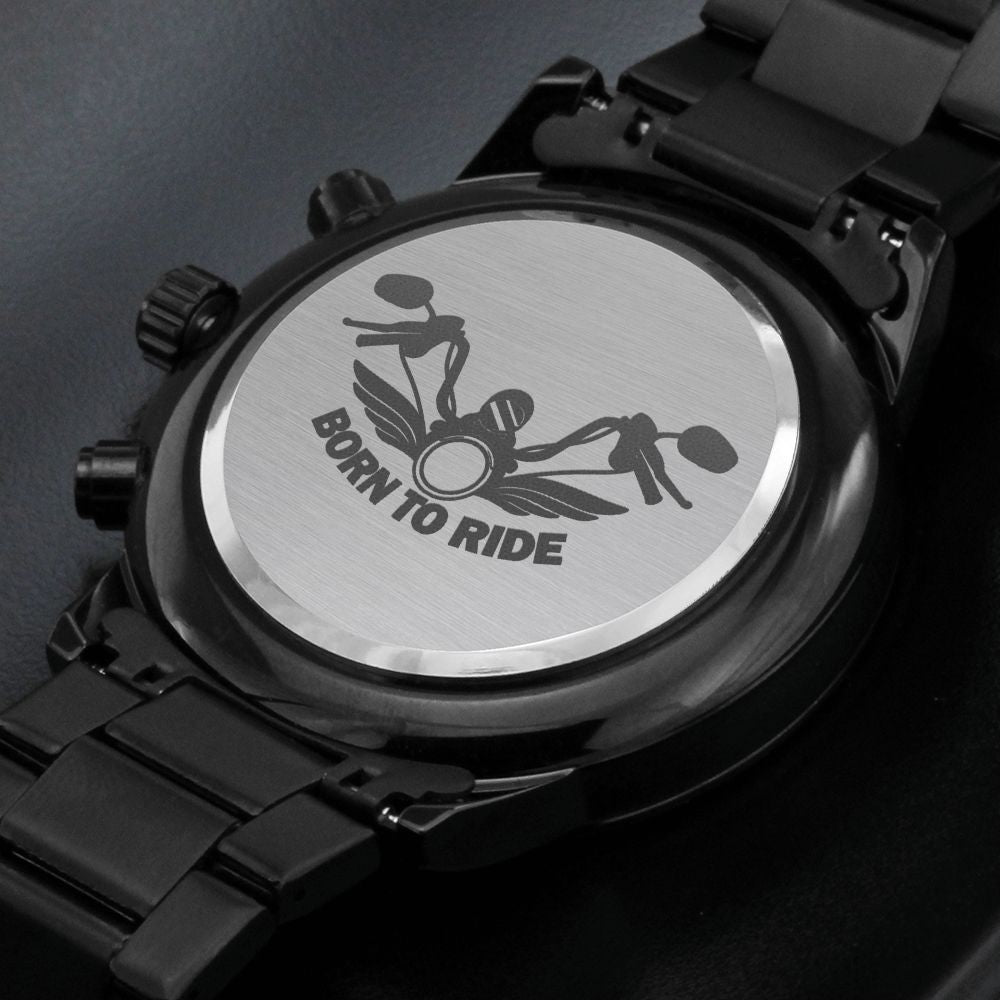 Born To Ride Engraved Motorcycle Rider Men's Watch Multifunction Stainless Steel W Copper Dial-Express Your Love Gifts