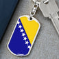 Bosnia And Herzegovina Flag Keychain Dog Tag Stainless Steel or 18k Gold-Express Your Love Gifts