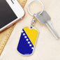 Bosnia And Herzegovina Flag Keychain Dog Tag Stainless Steel or 18k Gold-Express Your Love Gifts