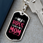 Boss Mom Keychain Stainless Steel or 18k Gold Dog Tag Keyring-Express Your Love Gifts