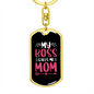 Boss Mom Keychain Stainless Steel or 18k Gold Dog Tag Keyring-Express Your Love Gifts