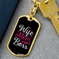 Boss Mom Wife Keychain Stainless Steel or 18k Gold Dog Tag Keyring-Express Your Love Gifts