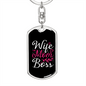 Boss Mom Wife Keychain Stainless Steel or 18k Gold Dog Tag Keyring-Express Your Love Gifts