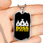 Boss My Own Boss Crypto Necklace Stainless Steel or 18k Gold Dog Tag 24" Chain-Express Your Love Gifts