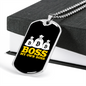 Boss My Own Boss Crypto Necklace Stainless Steel or 18k Gold Dog Tag 24" Chain-Express Your Love Gifts