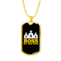 Boss My Own Boss Crypto Necklace Stainless Steel or 18k Gold Dog Tag 24" Chain-Express Your Love Gifts