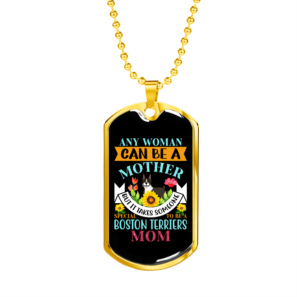 Boston Terriers Mom Necklace Stainless Steel or 18k Gold Dog Tag 24" Chain-Express Your Love Gifts