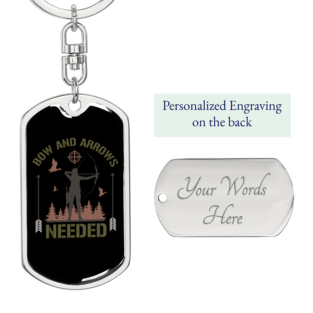 Bow & Arrows Hunter'S Keychain Gift Stainless Steel or 18k Gold Dog Tag Keyring-Express Your Love Gifts