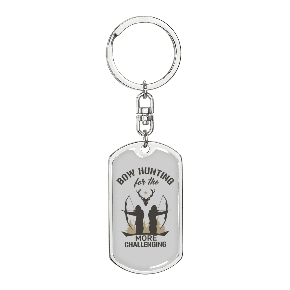 Bow Hunter'S Keychain Gift Stainless Steel or 18k Gold Dog Tag Keyring-Express Your Love Gifts