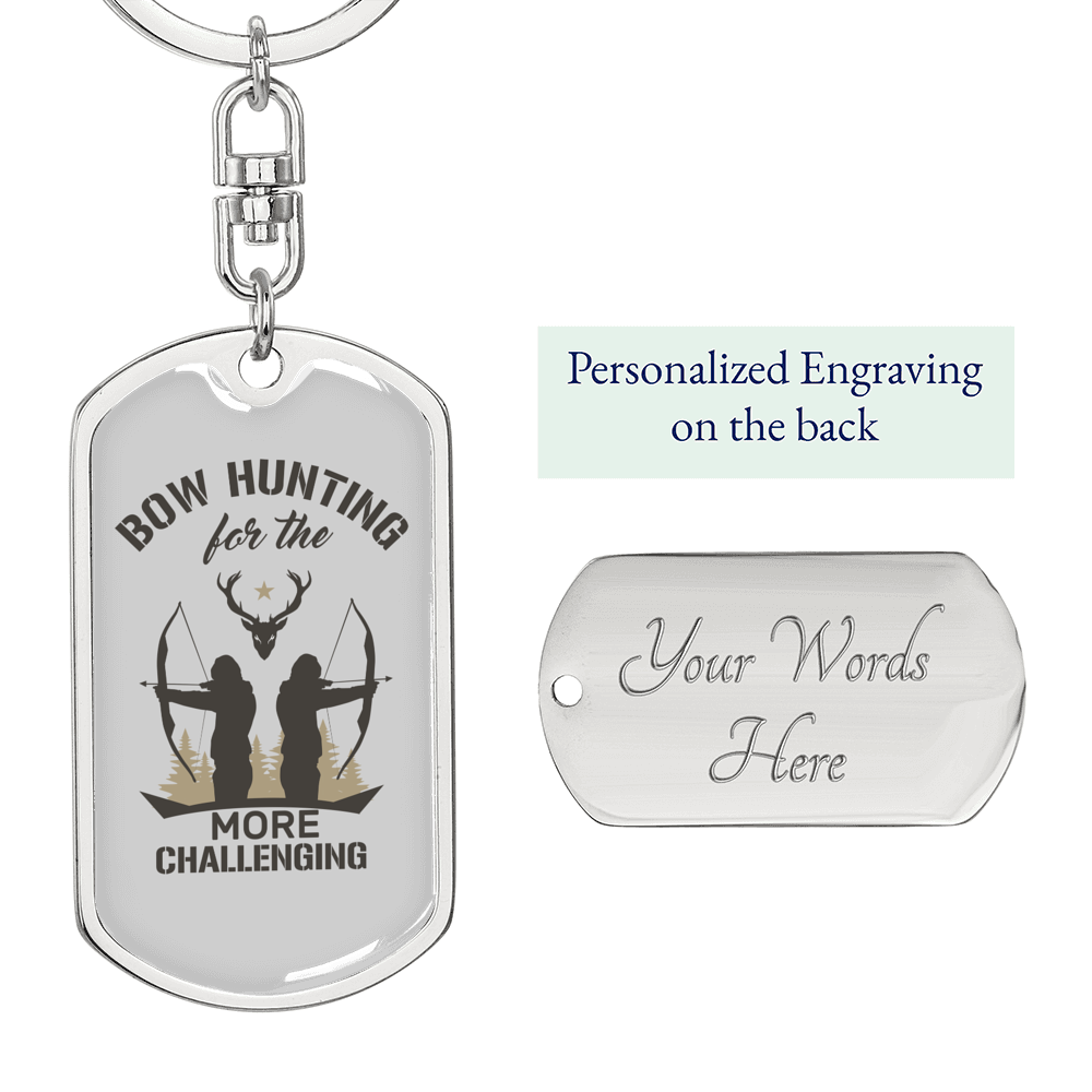 Bow Hunter'S Keychain Gift Stainless Steel or 18k Gold Dog Tag Keyring-Express Your Love Gifts