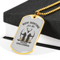 Bow Hunting Necklace Stainless Steel or 18k Gold Dog Tag 24"-Express Your Love Gifts