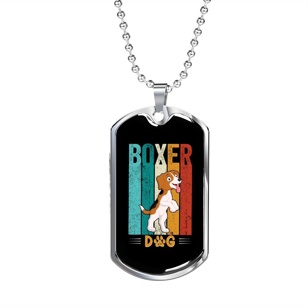 Boxer Dog Necklace Stainless Steel or 18k Gold Dog Tag 24" Chain-Express Your Love Gifts