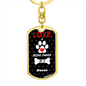 Boxer Keychain Stainless Steel or 18k Gold Dog Tag Keyring-Express Your Love Gifts