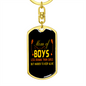 Boy Less Mama Mom Keychain Stainless Steel or 18k Gold Dog Tag Keyring-Express Your Love Gifts