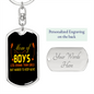 Boy Less Mama Mom Keychain Stainless Steel or 18k Gold Dog Tag Keyring-Express Your Love Gifts