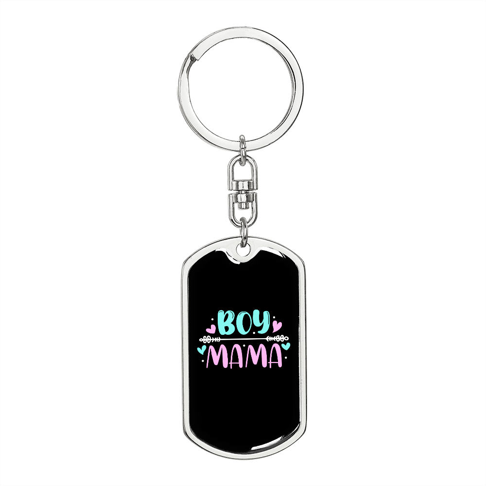 Boy Mama Color Mom Keychain Stainless Steel or 18k Gold Dog Tag Keyring-Express Your Love Gifts