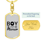 Boy Mama Heart Arrow Mom Keychain Stainless Steel or 18k Gold Dog Tag Keyring-Express Your Love Gifts