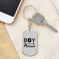 Boy Mama Heart Arrow Mom Keychain Stainless Steel or 18k Gold Dog Tag Keyring-Express Your Love Gifts