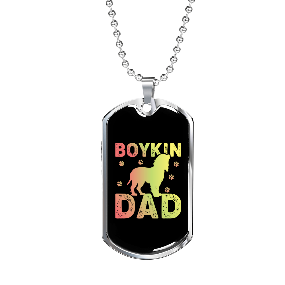 Boykin Dad Necklace Stainless Steel or 18k Gold Dog Tag 24" Chain-Express Your Love Gifts