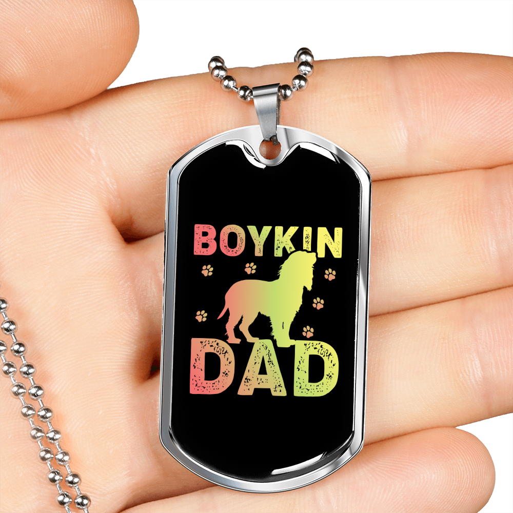 Boykin Dad Necklace Stainless Steel or 18k Gold Dog Tag 24" Chain-Express Your Love Gifts