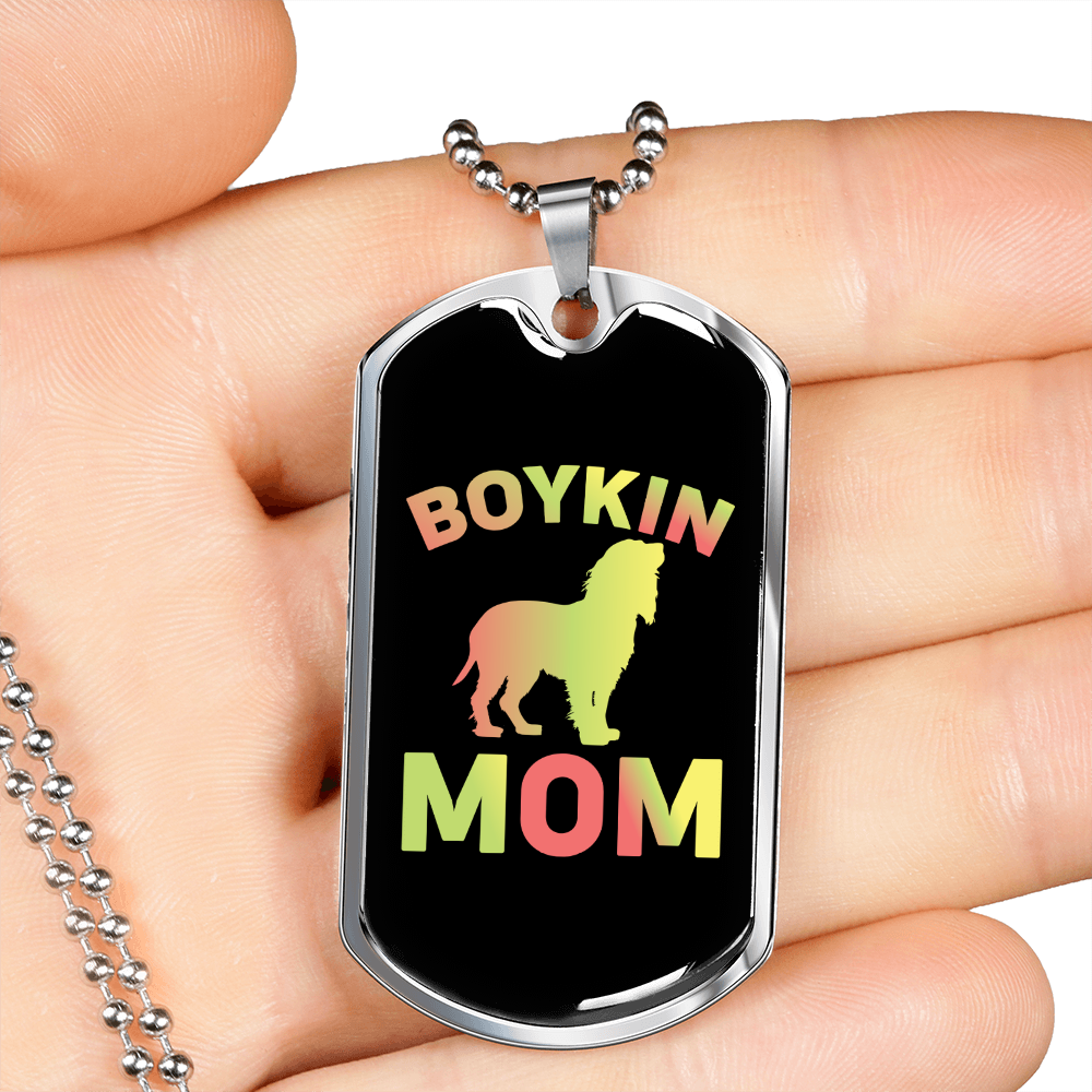 Boykin Mom Necklace Stainless Steel or 18k Gold Dog Tag 24" Chain-Express Your Love Gifts