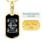 Brave Police Officer Keychain Stainless Steel or 18k Gold Dog Tag Keyring-Express Your Love Gifts