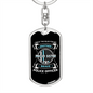 Brave Police Officer Keychain Stainless Steel or 18k Gold Dog Tag Keyring-Express Your Love Gifts