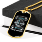 Brave Police Officer Necklace Stainless Steel or 18k Gold Dog Tag 24"-Express Your Love Gifts