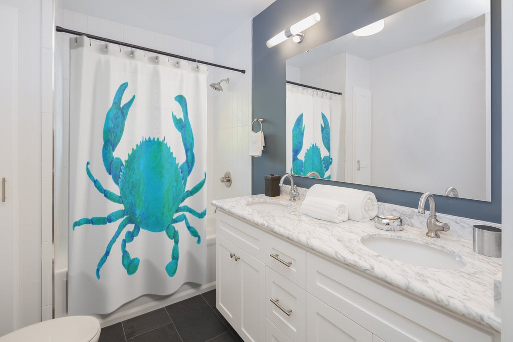 Bright Blue Crab Stylish Design 71" x 74" Elegant Waterproof Shower Curtain for a Spa-like Bathroom Paradise Exceptional Craftsmanship-Express Your Love Gifts